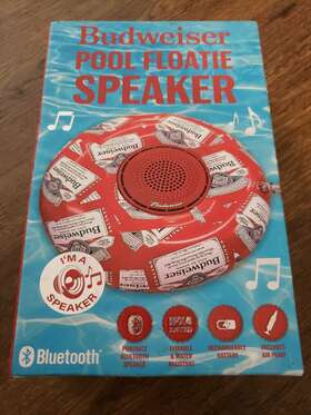 861263 Budweiser Pool Floatie Bluetooth Speaker New Includes Air Pump