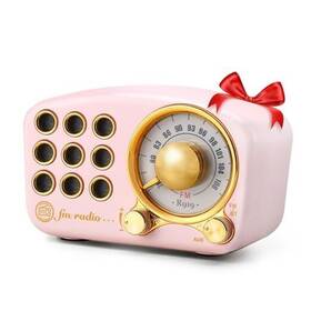 Od-r919w Outtdoor Retro Bluetooth Speaker Fm Vintage Radio With Loud Volume Strong Bass Pink
