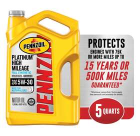 550045195 Pennzoil Platinum High Mileage Full Synthetic 5w-30 Motor Oil 5 Quart