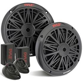 200w Pyle 842893135564 Marine Component Speakers With 6.5 Inch Weatherproof Woofers - Black