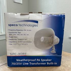 Spc-30rt Speco Spc-30r Weatherproof Pa 11 Inch Speaker Built In Line Transformer 30w Nib