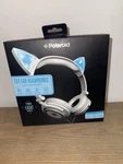 New Polaroid Cat Headphones White Gray Light-up Ears Stereo Sound Bass Boost. Fixed Price $38.00.