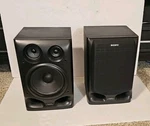 Sony Bookshelf Speakers Model SS-H605 Three Way Black Ohm. Fixed Price $38.00.