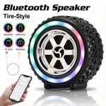 Portable Bluetooth Speaker With Colorful Led Lights Tire Style Mini Bass Tws Fm. Fixed Price $19.99.
