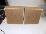 Pair Of Wooden School Speakers With 8 Inch Realistic Ohm. Fixed Price $49.98.