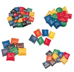 Champion Sports, Vinyl Covered Bean Bag Set Alphabet, Colors, Numbers, Geometric. Fixed Price $30.00.