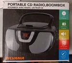 Sylvania Portable Radio Boombox & Aux In SRCD243 - Black. Fixed Price $38.00.