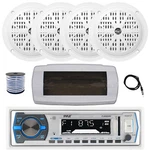 Pyle Bluetooth Marine Receiver, Cover, Antenna,wire, 4X 4'' 100W White Speakers. Fixed Price $108.49.