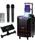 Portable Karaoke Machine Bluetooth Speakers On Wheels With 2PK Wireless Mic. Fixed Price $65.99.