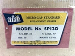 Utah Micro-gap Standard Replacement Speaker Model SP12D 12". Fixed Price $55.00.