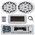 Pyle Bluetooth Marine Receiver, Cover, Antenna, Wire, 2X 6X9" 260W White Speaker. Fixed Price $134.99.