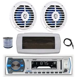 Pyle Bluetooth Marine Receiver, Cover,antenna,wire, 2X 5.25'' 100W White Speaker. Fixed Price $96.49.