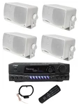 Pyle PLMR24 3.5" 200W Outdoor Speakers 4PK & PT260A Stereo Theater Receiver. Fixed Price $181.99.