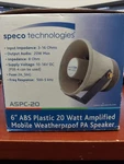 Speco Technologies ASPC-20 6" 20W Weatherproof Pa Speaker Open Box. Fixed Price $59.00.