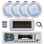 Pyle Bluetooth Marine Receiver,cover, Antenna,wire, 4X 4" 100W Led White Speaker. Fixed Price $139.99.