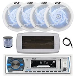 Pyle Bluetooth Marine Receiver,cover, Antenna,wire, 4X 4" 100W Led White Speaker. Fixed Price $135.49.