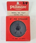 Vintage Philmore TS27 Square 3" Replacement Pm Speaker 8 Ohm .5 Watts. Fixed Price $16.00.